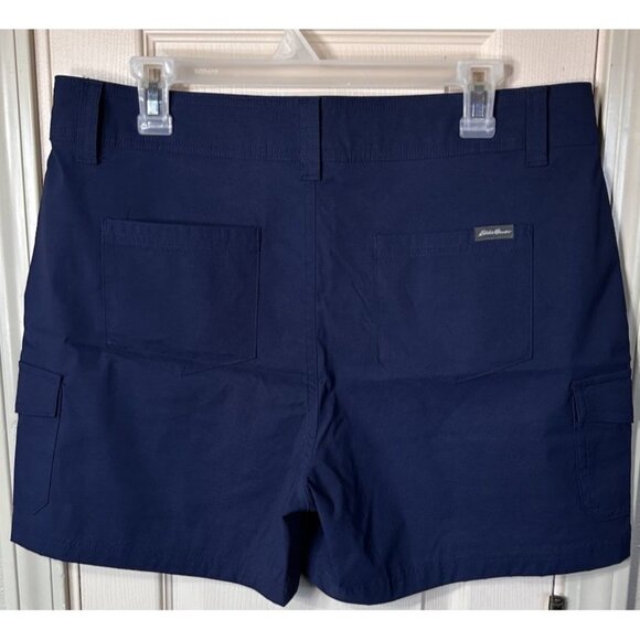 Eddie Bauer Womens 12 Blue Nylon Chino Hiking Outdoor Pocket Shorts 4.5” Inseam - Picture 2 of 4